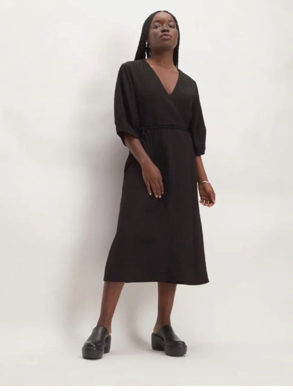 Everlane THE CITY STRIPE WRAP DRESS